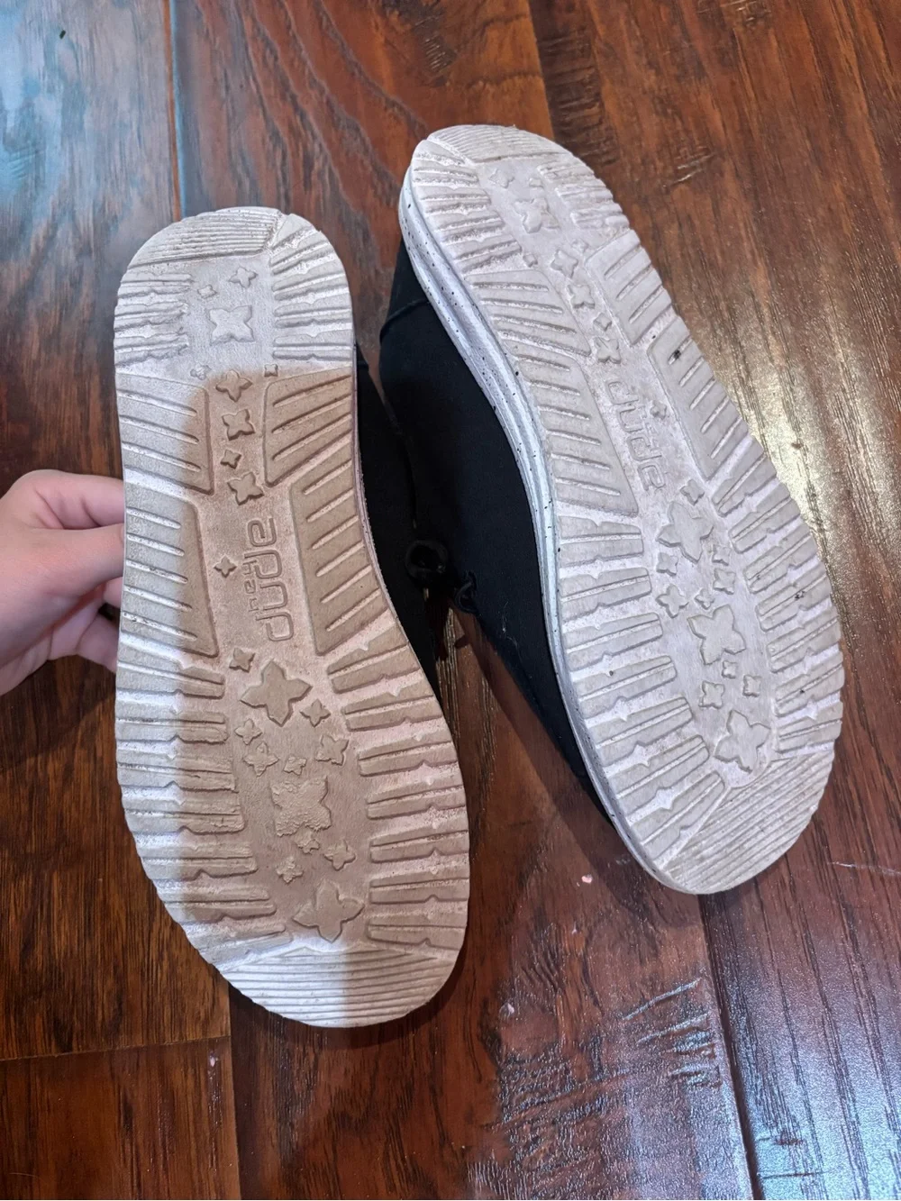 Hey Dude Black Canvas Slip-On Loafers with White Sole